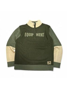 Y2K B.U.M. Equipment Ribbed Knit Quarter Zip Sweater